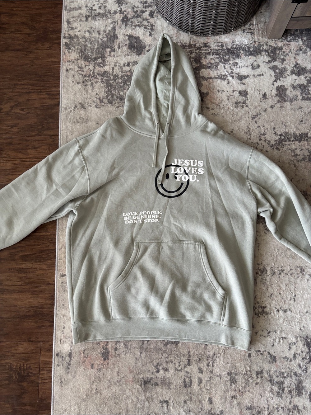 Jesus Loves You Graphic Hoodie - Sage Green